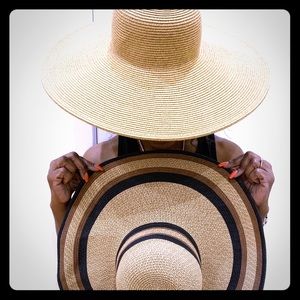 Two WIDE Brimmed Beach Straw hats